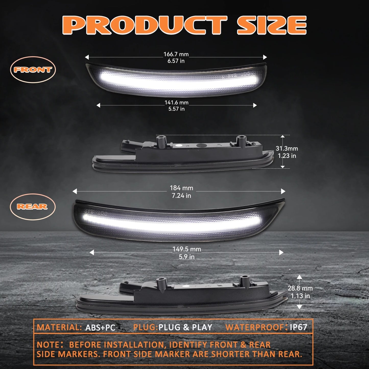 2015–2023 Dodge Charger White LED Side Marker Lights | Smoked Lens OEM Replacement DRL Upgrade ⚪💡